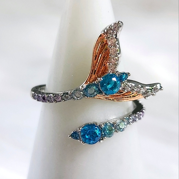 NWT Bomb Party 'Atlantis Bound' Mixed Metal Multicolor Wrap Ring - Size 9 - Picture 5 of 11